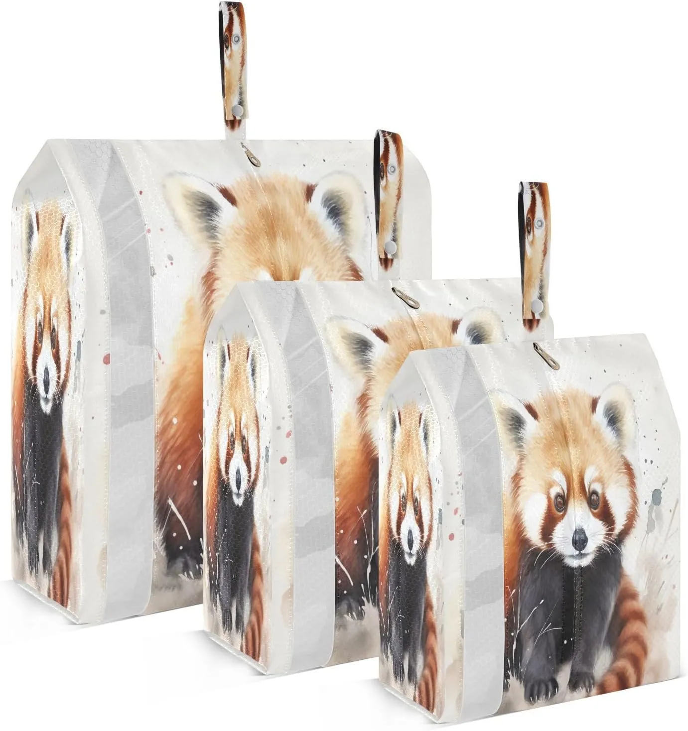 Watercolor Lesser Panda Packing Cubes for Travel 3 Set Packing Essentials Luggage Cubes for Carry On