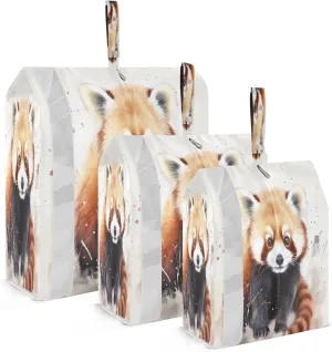 Watercolor Lesser Panda Packing Cubes for Travel 3 Set Packing Essentials Luggage Cubes for Carry On