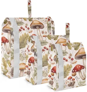 Watercolor Mushrooms Leaves White Packing Cubes for Travel 3 Set Packing Cubes Compression Luggage Packing Organizers for Carry On Suitcases