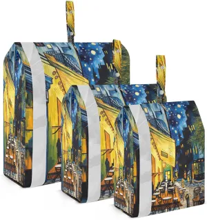 Watercolor Outdoor Cafe Night Packing Cubes for Travel 3 Set Compression Packing Cubes Luggage Organizer Bags for Carry On
