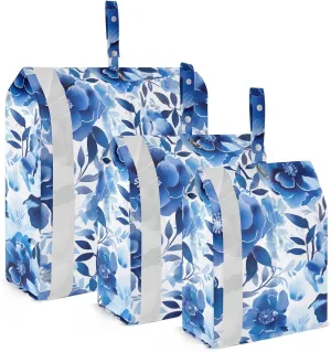 Watercolor Painting Blue Flowers Packing Cubes for Travel 3 Set Large Packing Cubes Luggage Organizers for Carry On Suitcases
