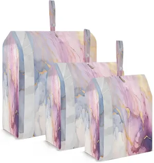 Watercolor Purple Marble Packing Cubes for Travel 3 Set Travel Packing Cubes Luggage Bags for Travel
