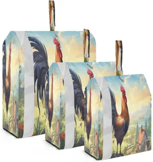 Watercolor Rooster Farm Pattern Packing Cubes for Travel 3 Set Packing Compression Cubes Luggage Cubes for Vacation Clothes