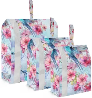Watercolor Wild Flowers Birds Packing Cubes for Travel 3 Set Packing Cubes Compression Luggage Accessories for Carry On
