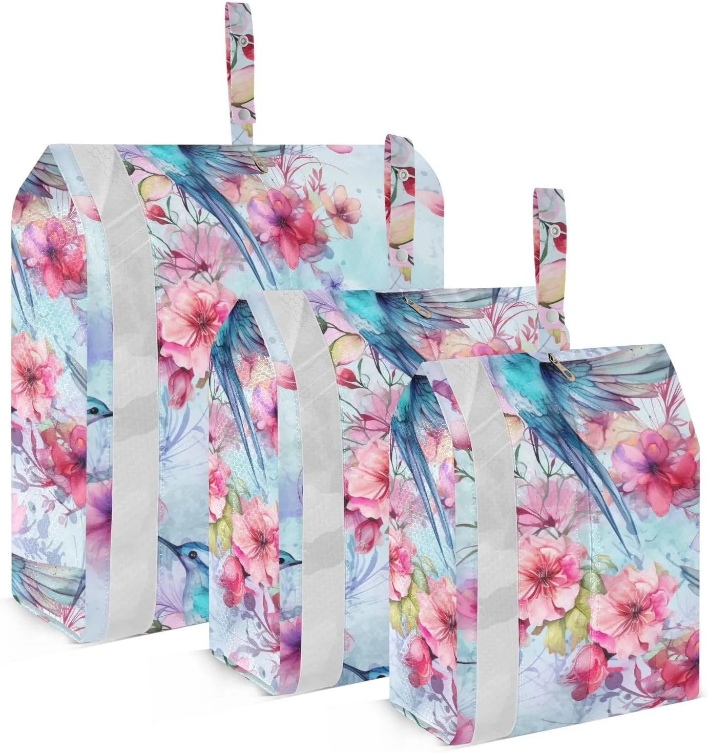 Watercolor Wild Flowers Birds Packing Cubes for Travel 3 Set Packing Cubes Compression Luggage Accessories for Carry On