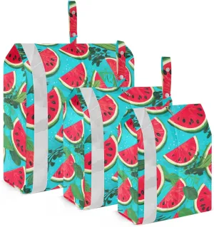 Watermelon Green Leaves Packing Cubes for Travel 3 Set Compression Cubes Luggage Packing Organizers for Packing