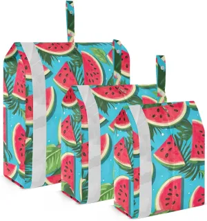 Watermelon Tropical Leaves Blue Packing Cubes for Travel 3 Set Packing Cubes Large Luggage Organizer Bags for Luggage