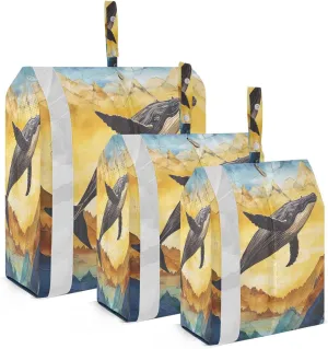 Whale Mountain Painting Packing Cubes for Travel 3 Set Compressible Packing Cubes Suitcase Organizer for Luggage