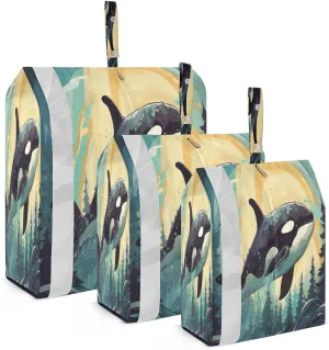 Whales Forest Watercolor Packing Cubes for Travel 3 Set Packing Bags Suitcase Organizer for Travel