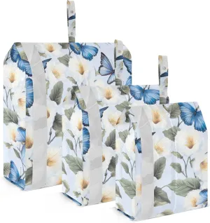 White Flowers Blue Butterflies Packing Cubes for Travel 3 Set Travel Organizer Bags Luggage Cubes for Suitcase