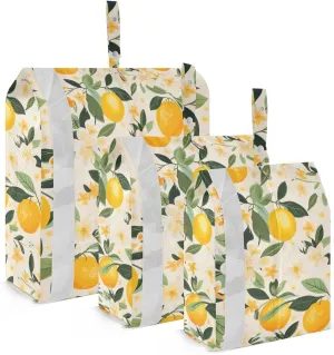 White Flowers Orange Packing Cubes for Travel 3 Set Compression Packing Cubes Luggage Packing Organizers for Woman Man