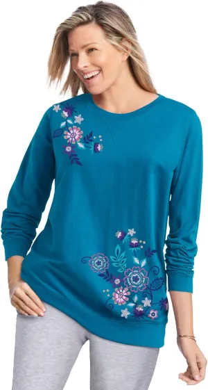 Woman Within Women's Plus Size Printed Sweatshirt