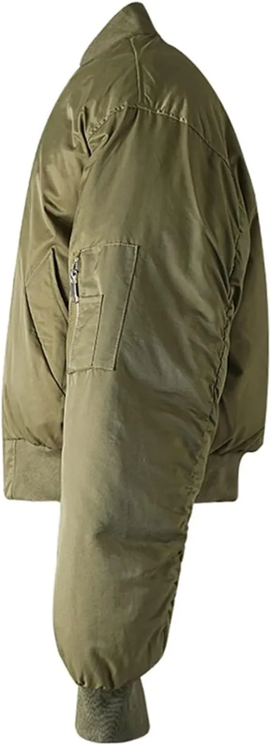 Women Thick Big Size Cotton-Padded Jacket Coat Long Sleeve Vintage Zipper Pockets Outwear