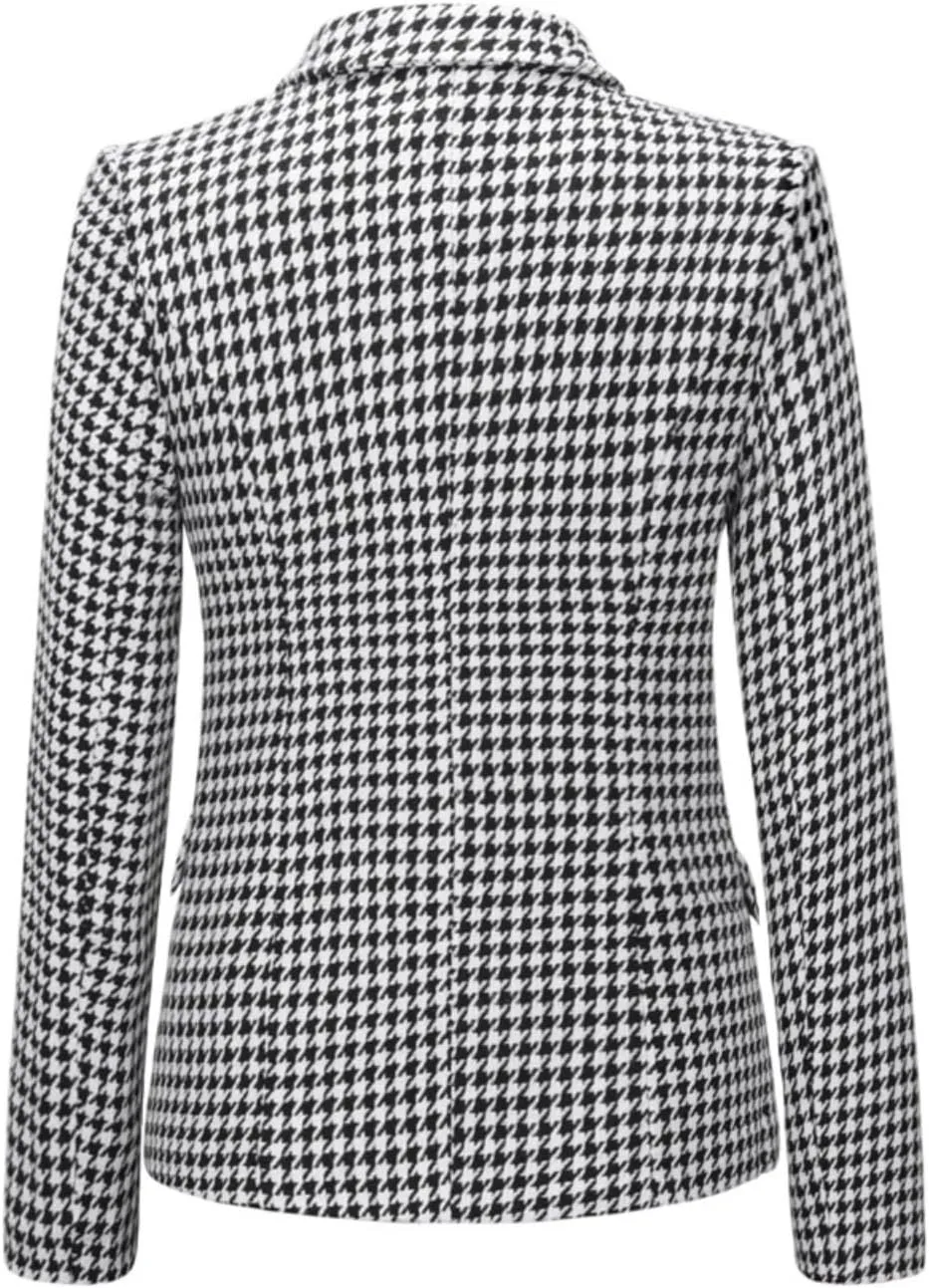 Women's Casual Blazer with Gold Buttons - Long Sleeve, Draped Open Front Cardigan Jacket with Pockets