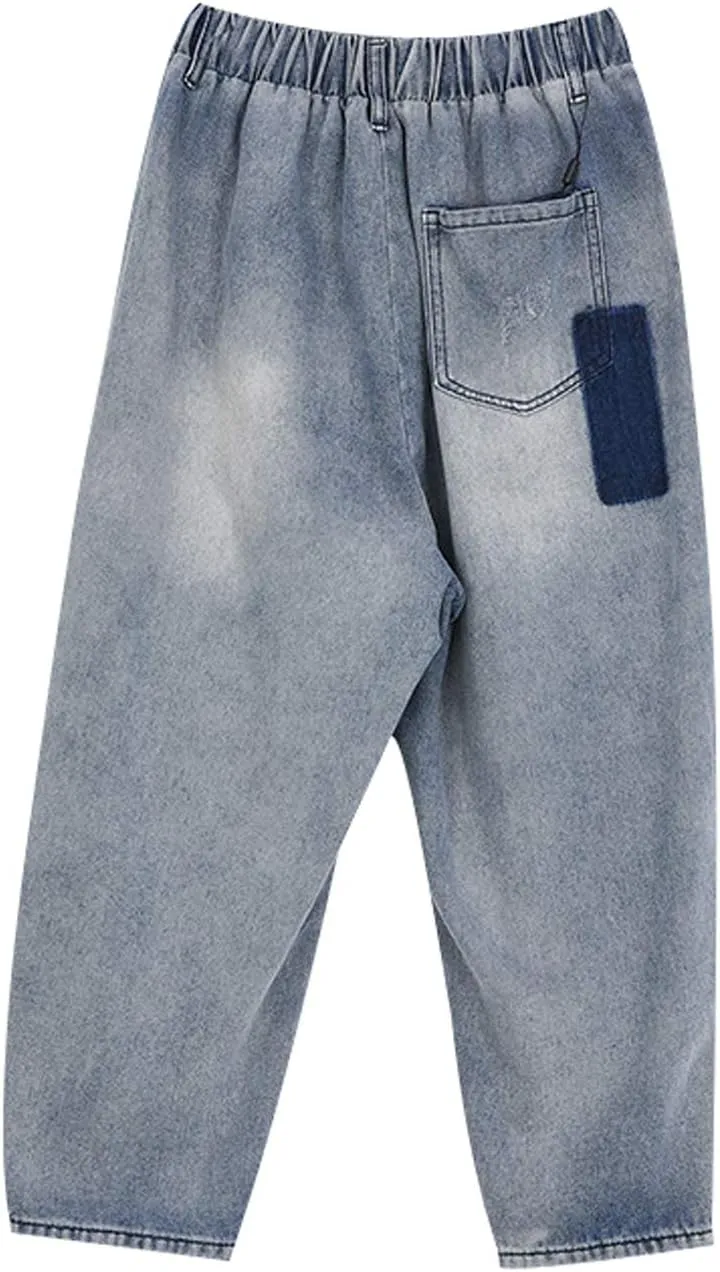 Women's Casual Hip Hop Drop Crotch Harem Jeans Denim Pants Trousers