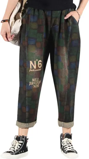 Women's Casual Hip Hop Drop Crotch Harem Jeans Denim Pants Trousers