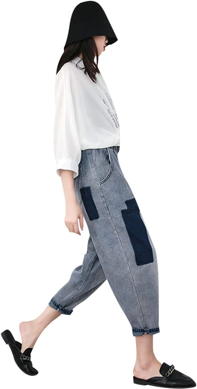 Women's Casual Hip Hop Drop Crotch Harem Jeans Denim Pants Trousers