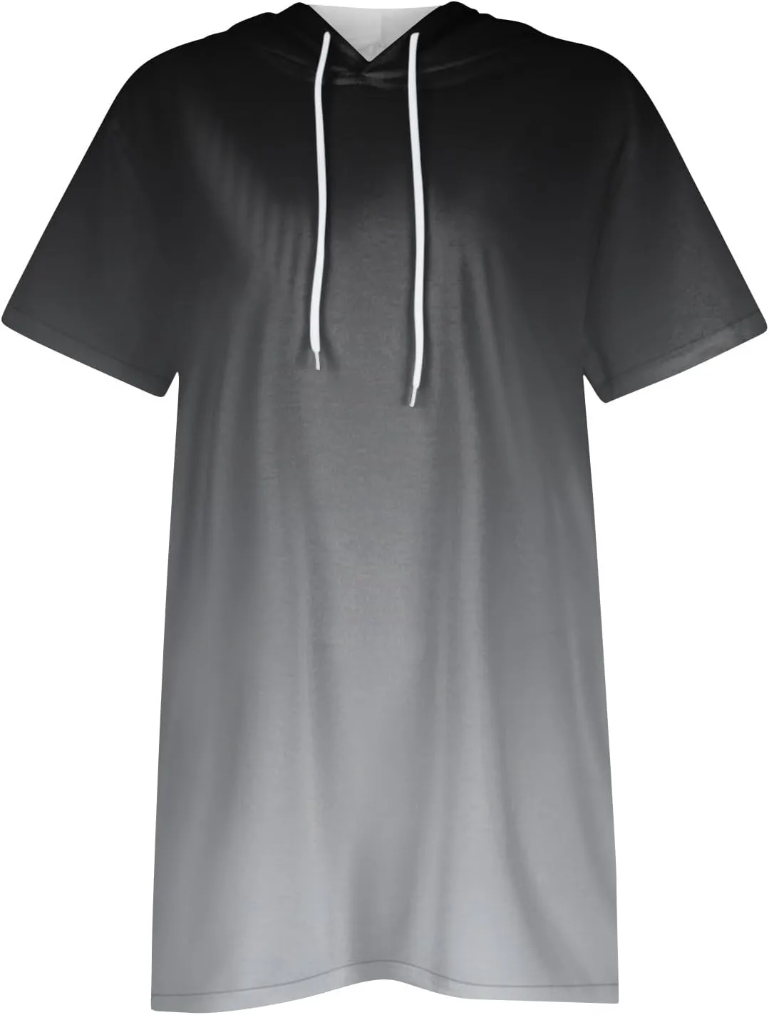 Women's Casual Summer Hoodies Short Sleeve Drawstring Hoodies Tops Front Pullover T-Shirts Tops