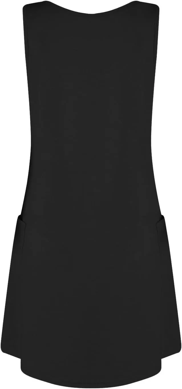 Women's Casual Summer with Pockets Summer Boho Beach Dress Floral Blouses for Women T-Shirts Dress V Neck Loose Tank
