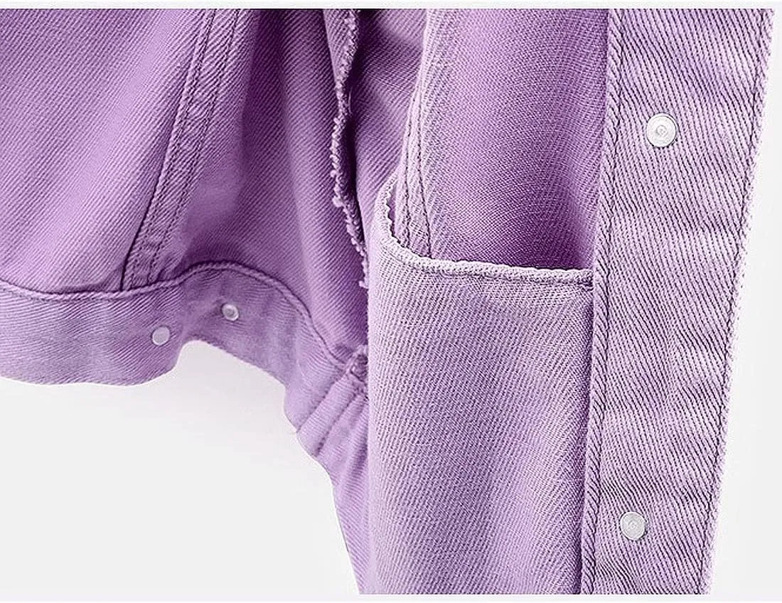 Women's Denim Cotton Button Closed Long Sleeve Solid Color Jacket With Pockets