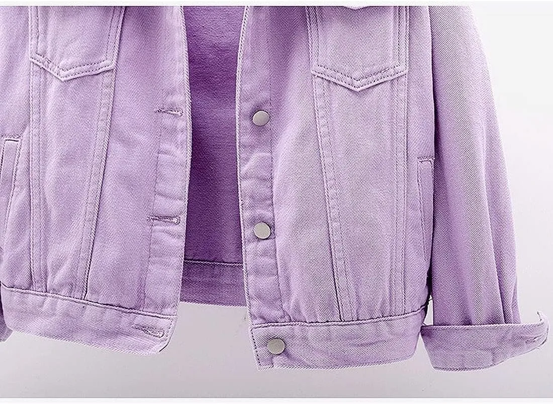 Women's Denim Cotton Button Closed Long Sleeve Solid Color Jacket With Pockets