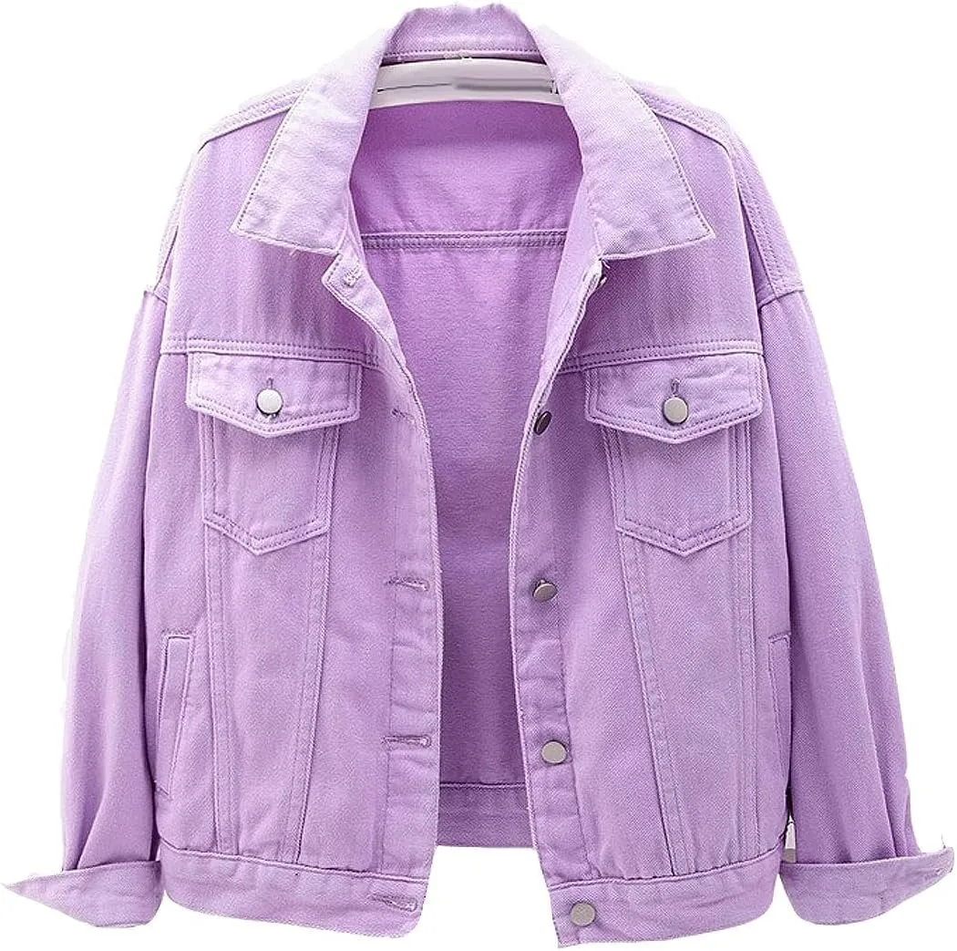 Women's Denim Cotton Button Closed Long Sleeve Solid Color Jacket With Pockets