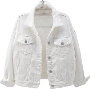 Women's Denim Cotton Button Closed Long Sleeve Solid Color Jacket With Pockets