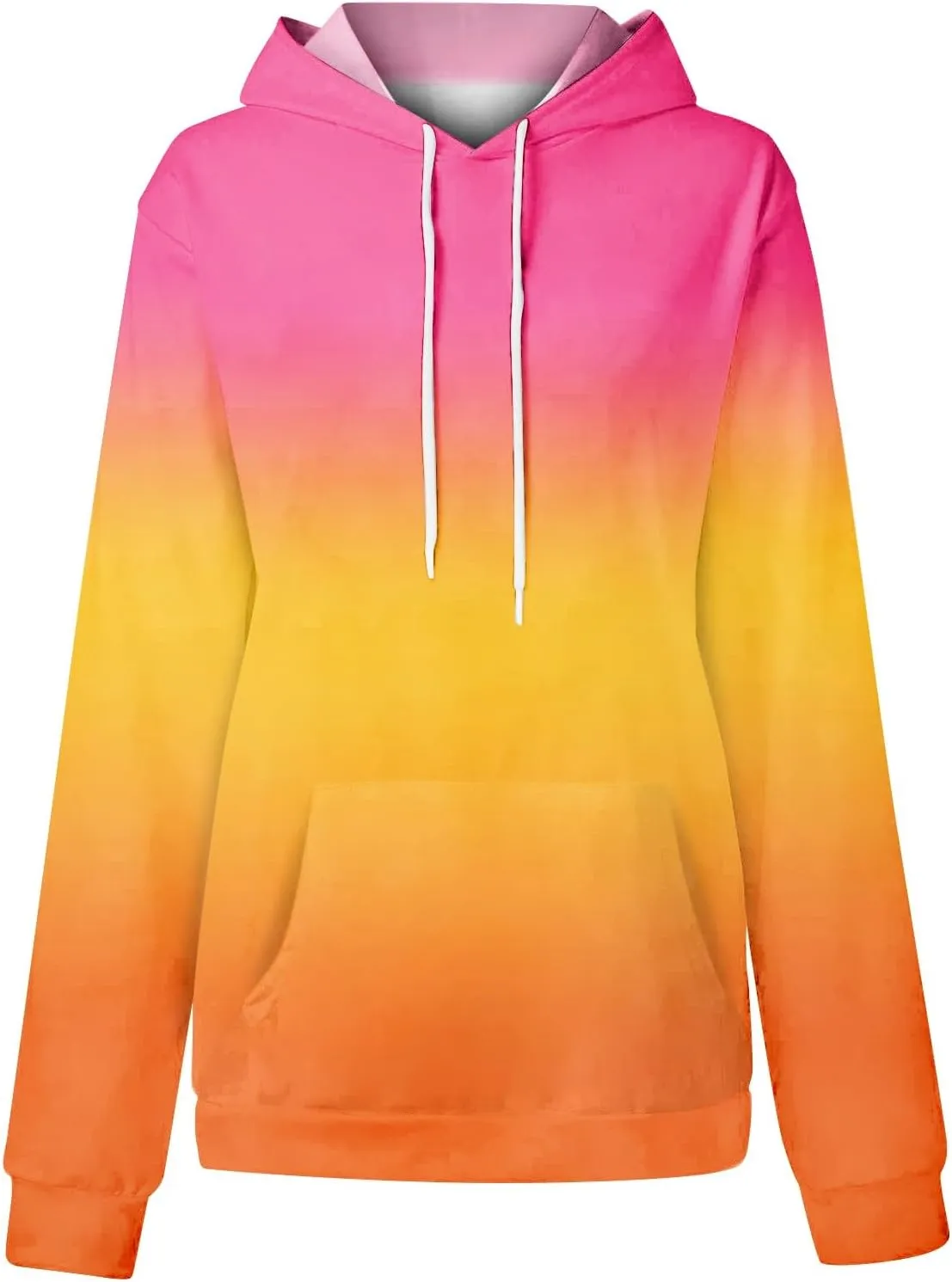 Womens Fall Fashion Hoodies Long Sleeve Hooded Drawstring Sweatshirt Gradient Printed Graphic Daily Pullover Tops