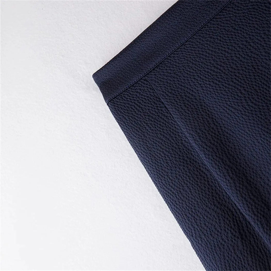 Women's Fashion Elastic Flat Waist Wide Leg Pants 100% Natural Mulberry-Silk Navy Blue Casual Pants
