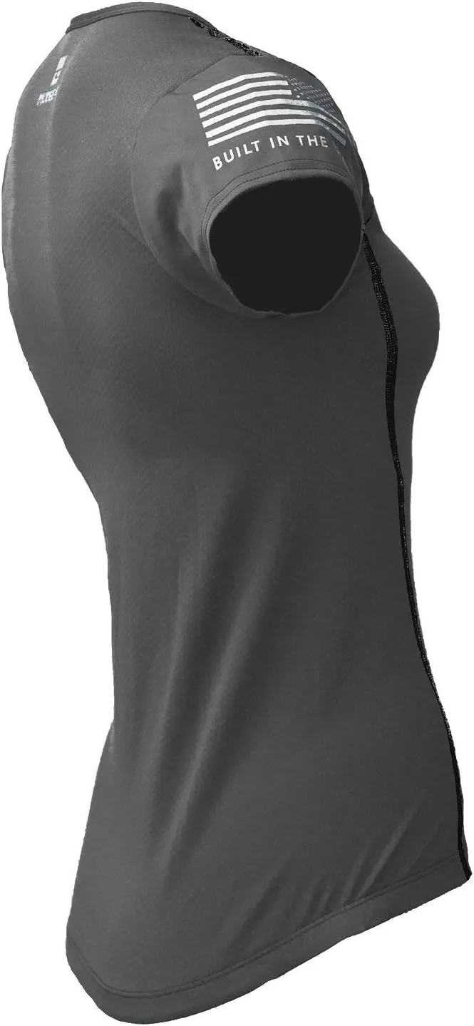 Women's Fitted Performance Race Shirt Short Sleeve for Active Sport, Yoga, Running, Fitness, Workout, Gym