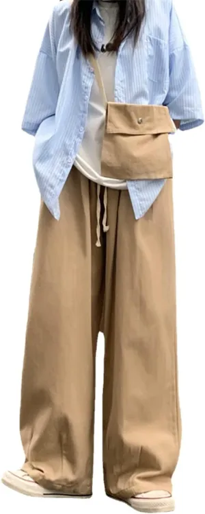 Women's Goth Cargo Pants Baggy Wide Leg Pants Vintage Casual Harajuku Trousers