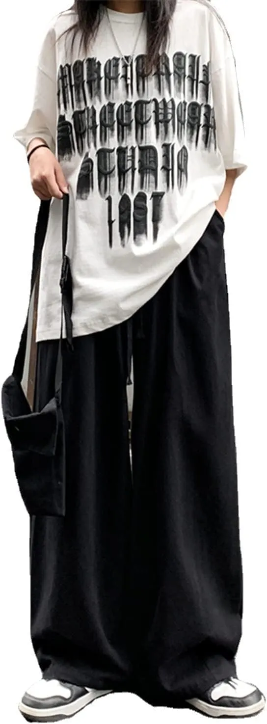 Women's Goth Cargo Pants Baggy Wide Leg Pants Vintage Casual Harajuku Trousers