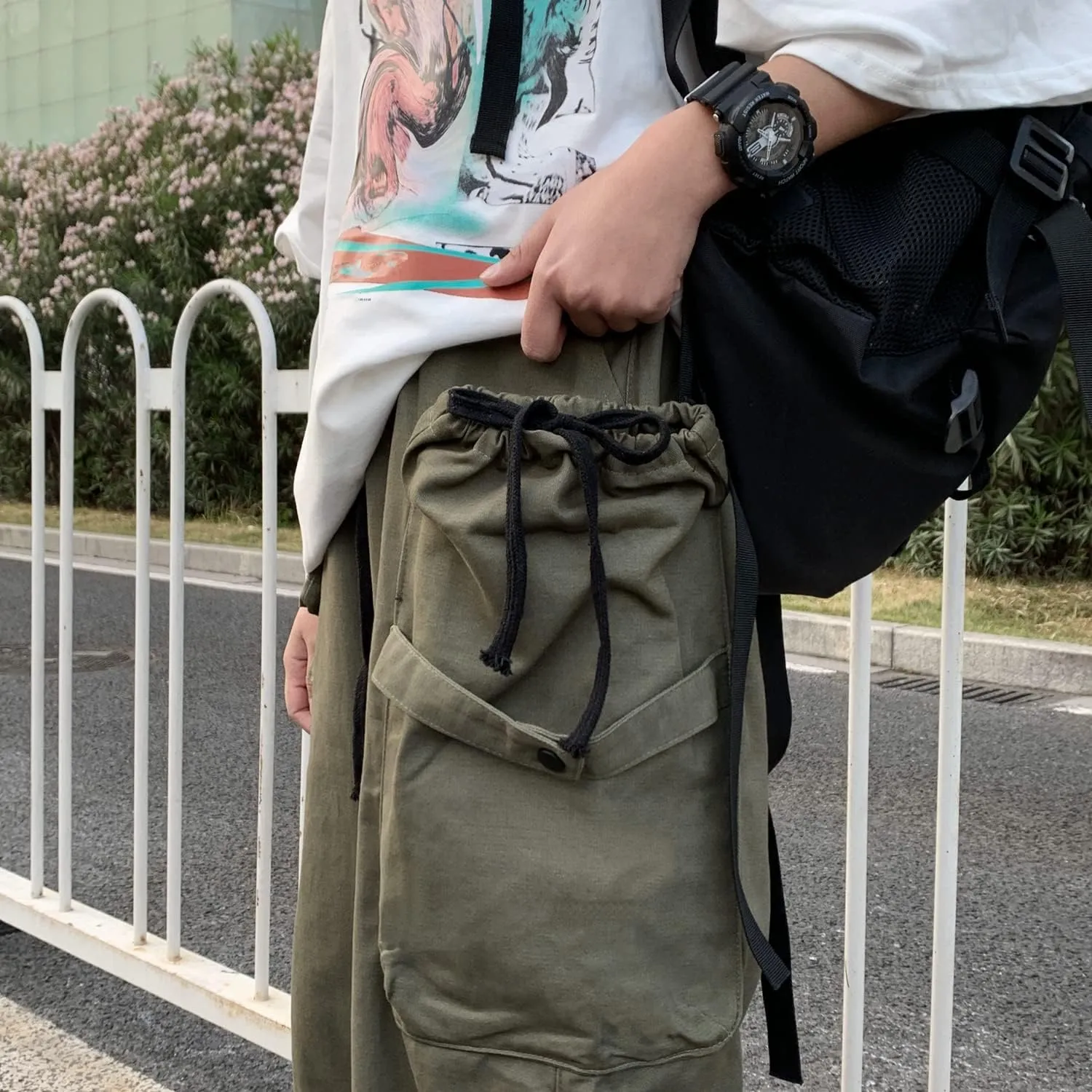 Women's Goth Cargo Pants Baggy Wide Leg Pants Vintage Casual Harajuku Trousers