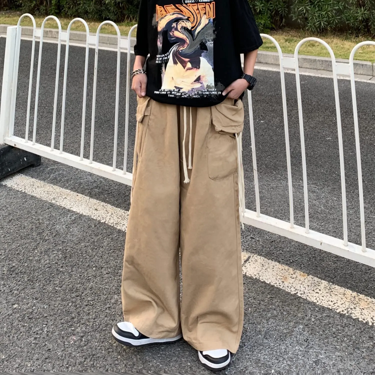 Women's Goth Cargo Pants Baggy Wide Leg Pants Vintage Casual Harajuku Trousers