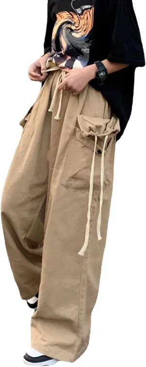 Women's Goth Cargo Pants Baggy Wide Leg Pants Vintage Casual Harajuku Trousers