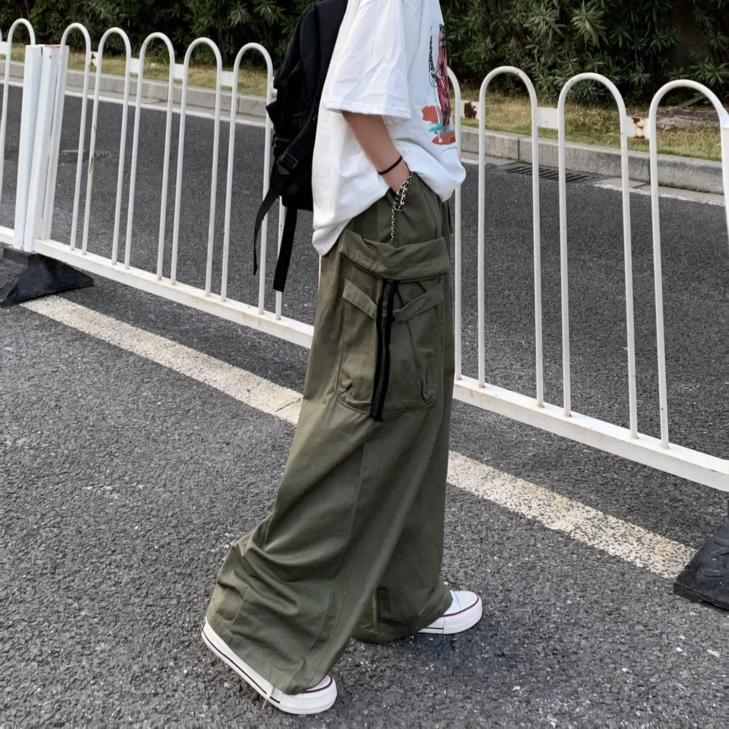 Women's Goth Cargo Pants Baggy Wide Leg Pants Vintage Casual Harajuku Trousers