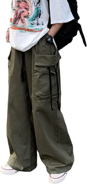 Women's Goth Cargo Pants Baggy Wide Leg Pants Vintage Casual Harajuku Trousers