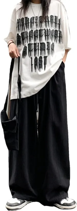 Women's Goth Cargo Pants Baggy Wide Leg Pants Vintage Casual Harajuku Trousers