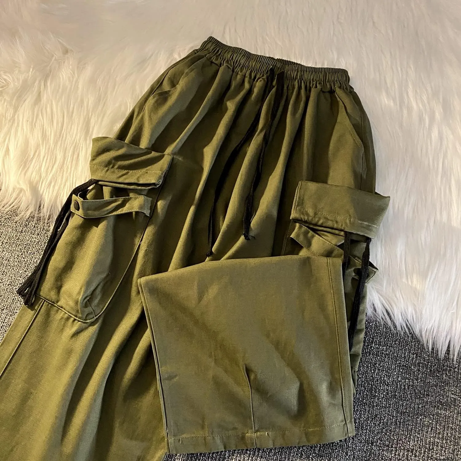 Women's Goth Cargo Pants Baggy Wide Leg Pants Vintage Casual Harajuku Trousers