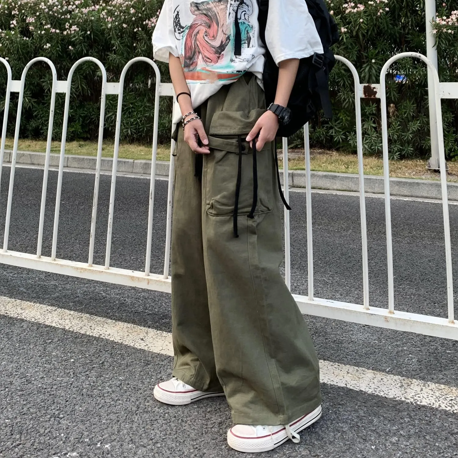 Women's Goth Cargo Pants Baggy Wide Leg Pants Vintage Casual Harajuku Trousers