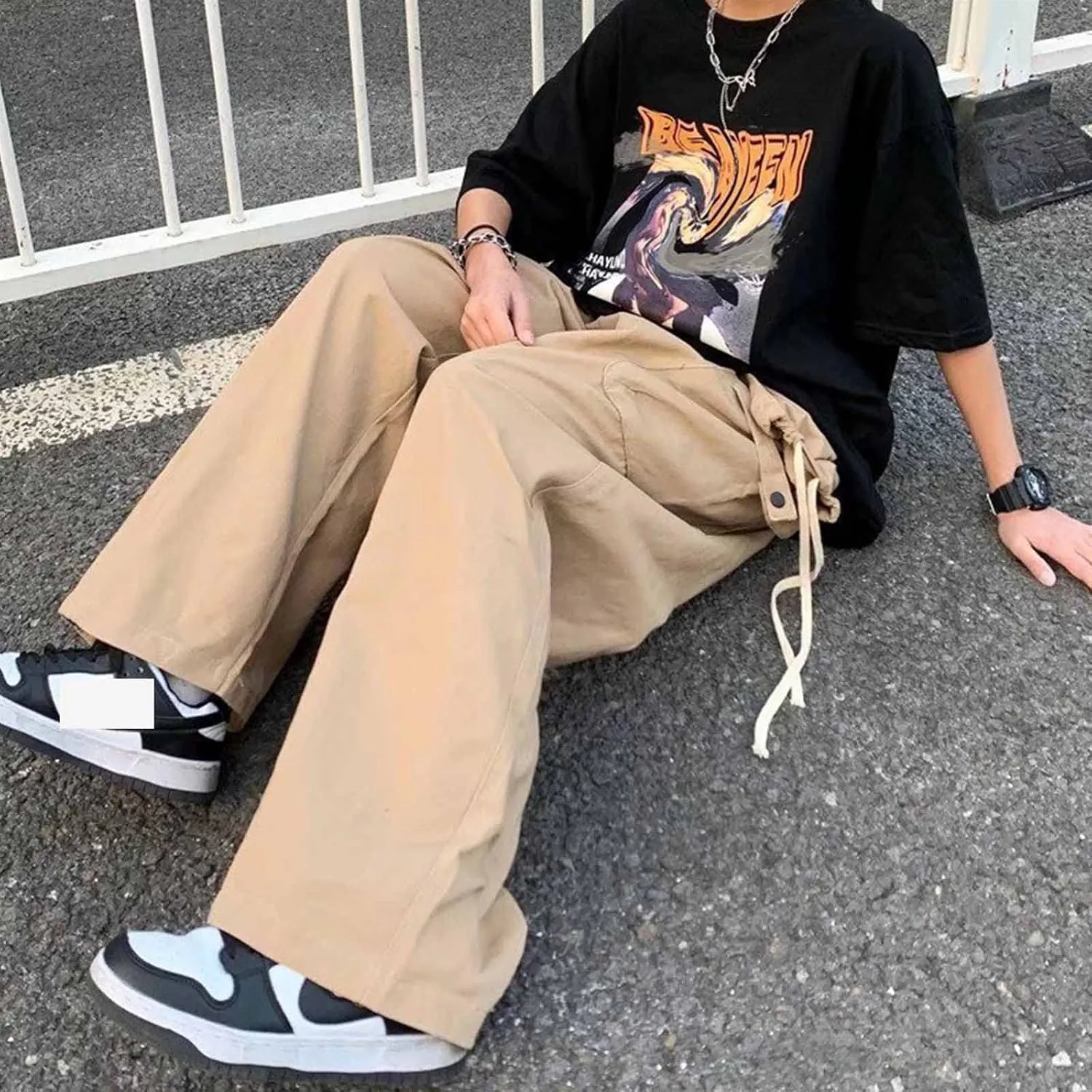 Women's Goth Cargo Pants Baggy Wide Leg Pants Vintage Casual Harajuku Trousers