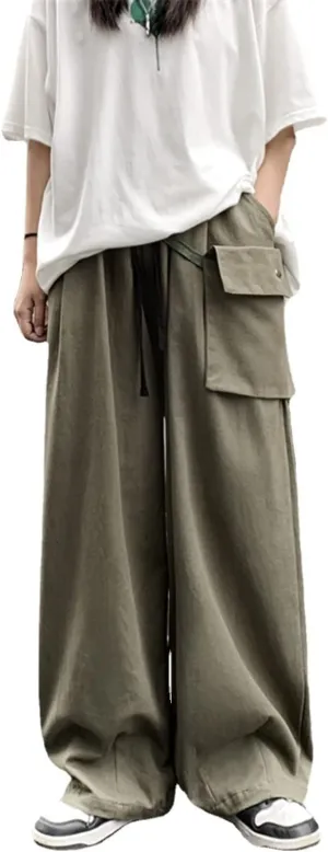 Women's Goth Cargo Pants Baggy Wide Leg Pants Vintage Casual Harajuku Trousers