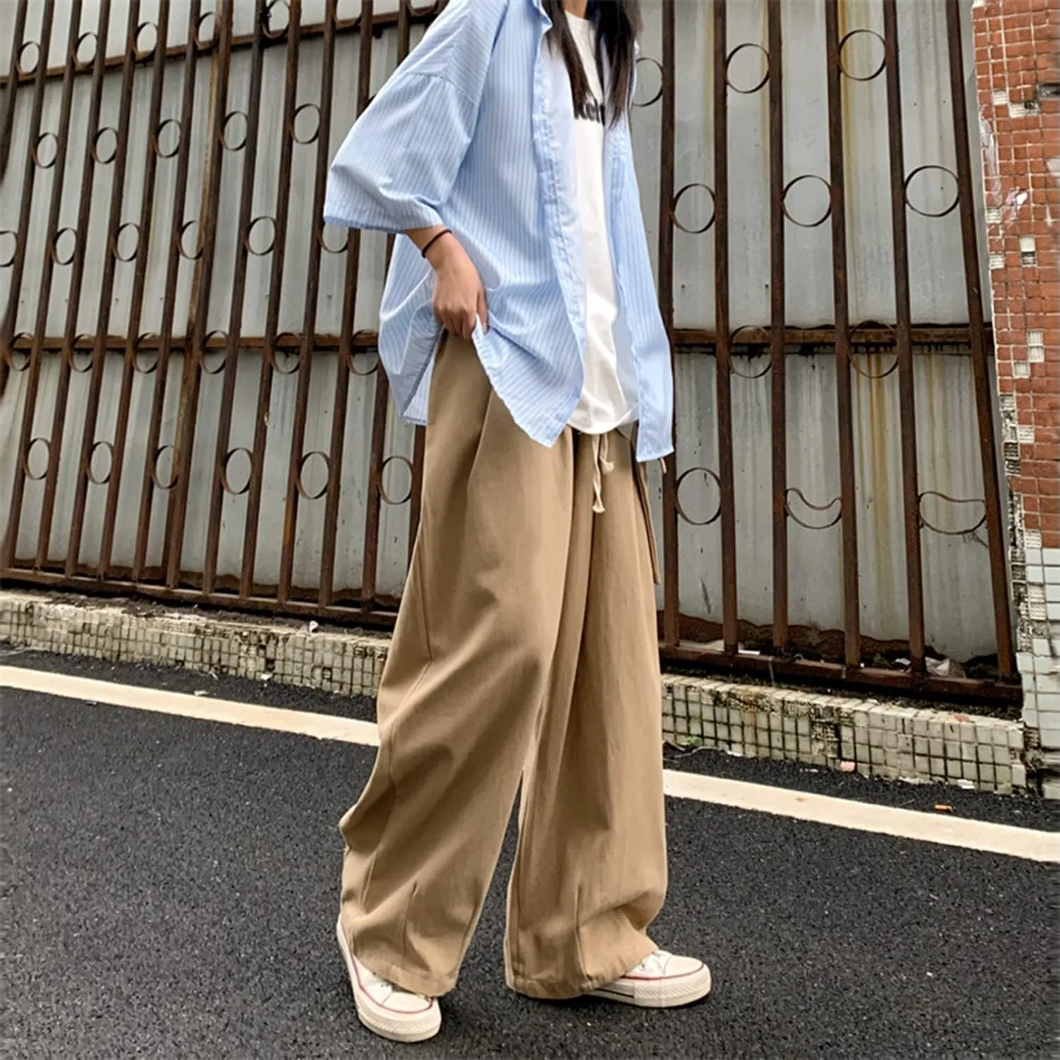 Women's Goth Cargo Pants Baggy Wide Leg Pants Vintage Casual Harajuku Trousers