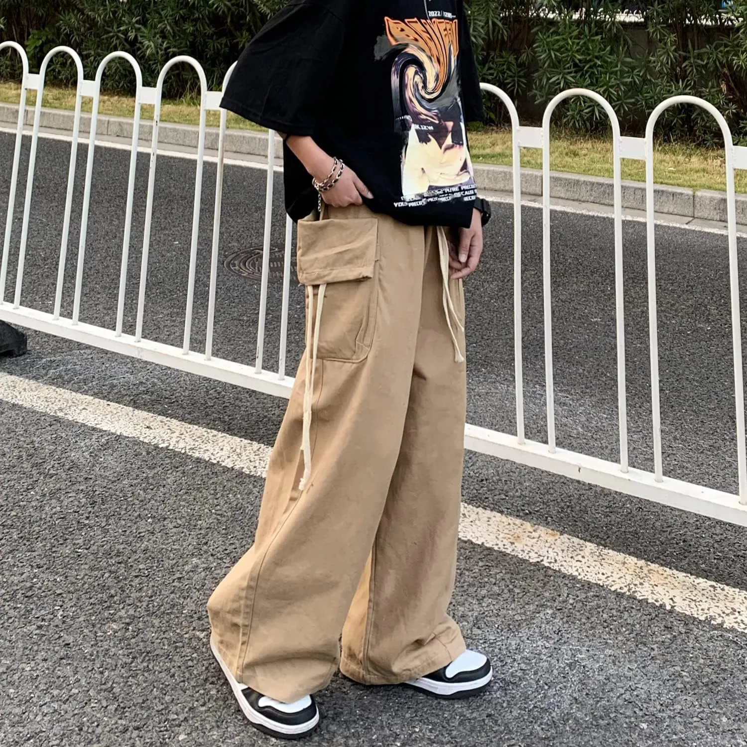Women's Goth Cargo Pants Baggy Wide Leg Pants Vintage Casual Harajuku Trousers