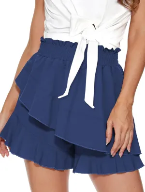 Womens High Waisted Trendy Skorts Flowy Ruffle Pleated Skirts Cute Comfy Shorts Summer Beach Trip Clothes