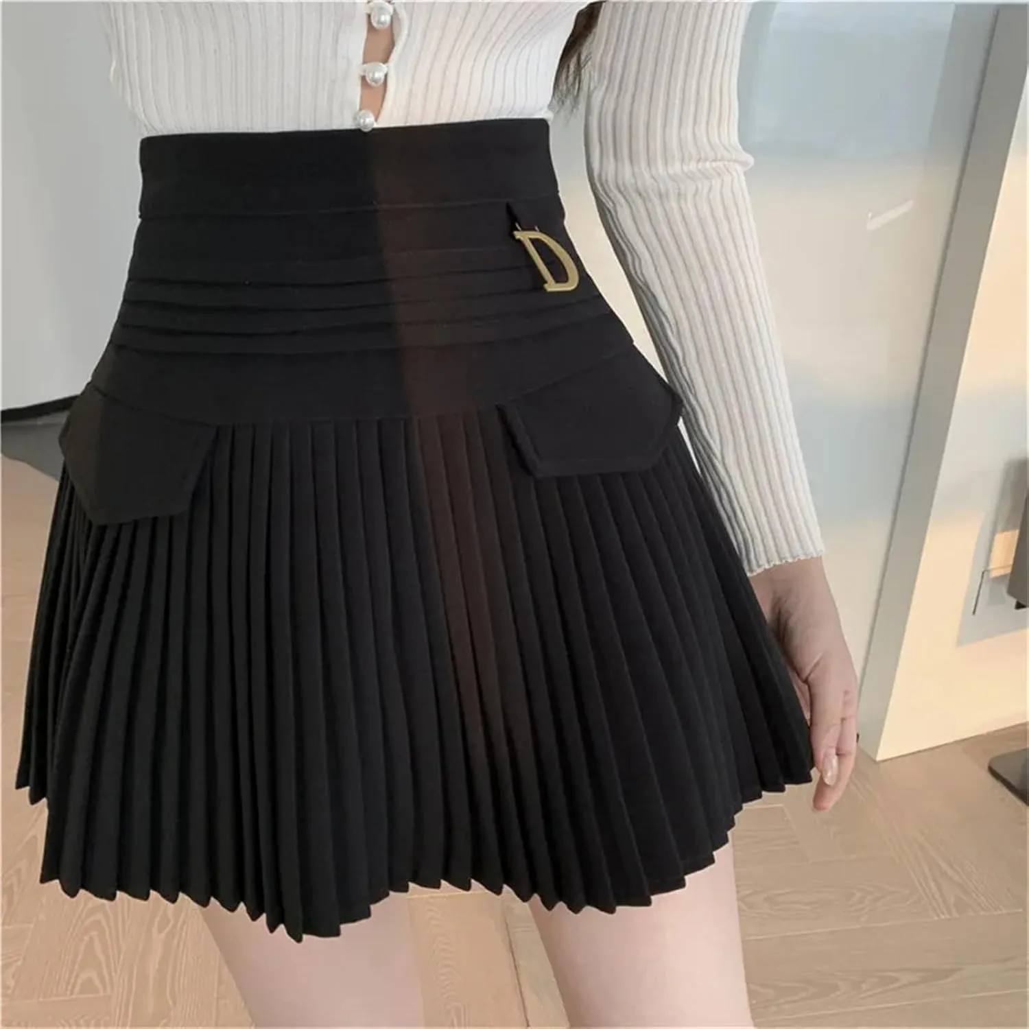 Womens Pleated Skirts Sexy Casual Slim College Women High Waist Mini A-Line Club Skirts Casual Golf Dress