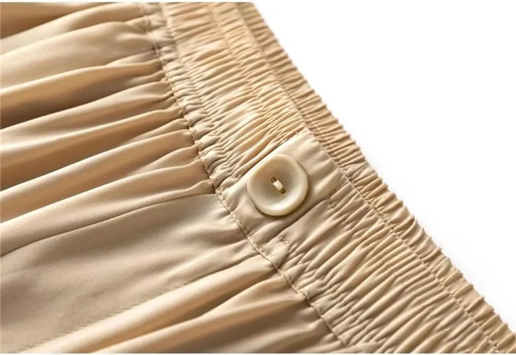 Women's Spring Mulberry-Silk Harem Pants - 100% Natural 20MM Silk Satin Pants Cool Casual Trousers