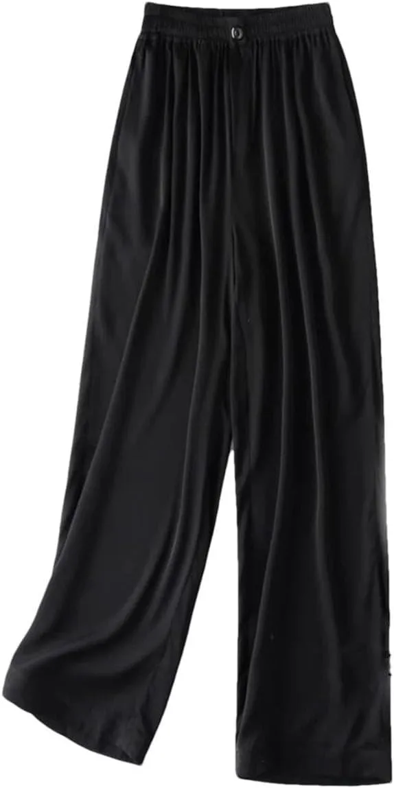 Women's Spring Mulberry-Silk Harem Pants - 100% Natural 20MM Silk Satin Pants Cool Casual Trousers