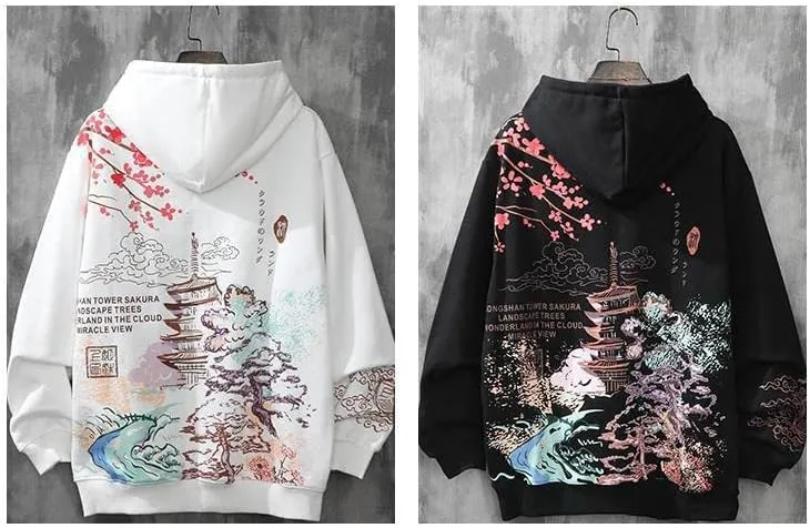 Y2K Anime Hoodies Aesthetic Sakura Graphic Sweatshirt Japanese Harajuku Oversized Zip Up Hooded Tops Alt Emo Clothes