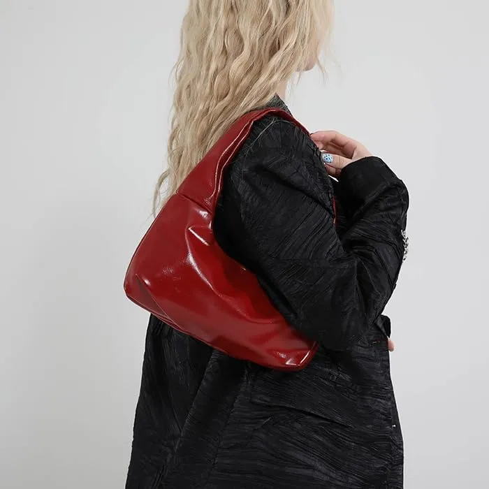 Y2k Coquette Purse with Bow Knot Studded Crescent Hobo Bag Aesthetic Women Handbag Rivet Shoulder Bags Satchels Tote